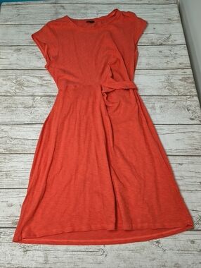 Talbots Orange Tie Waist Mid Length Cotton Summer Dress Size XL